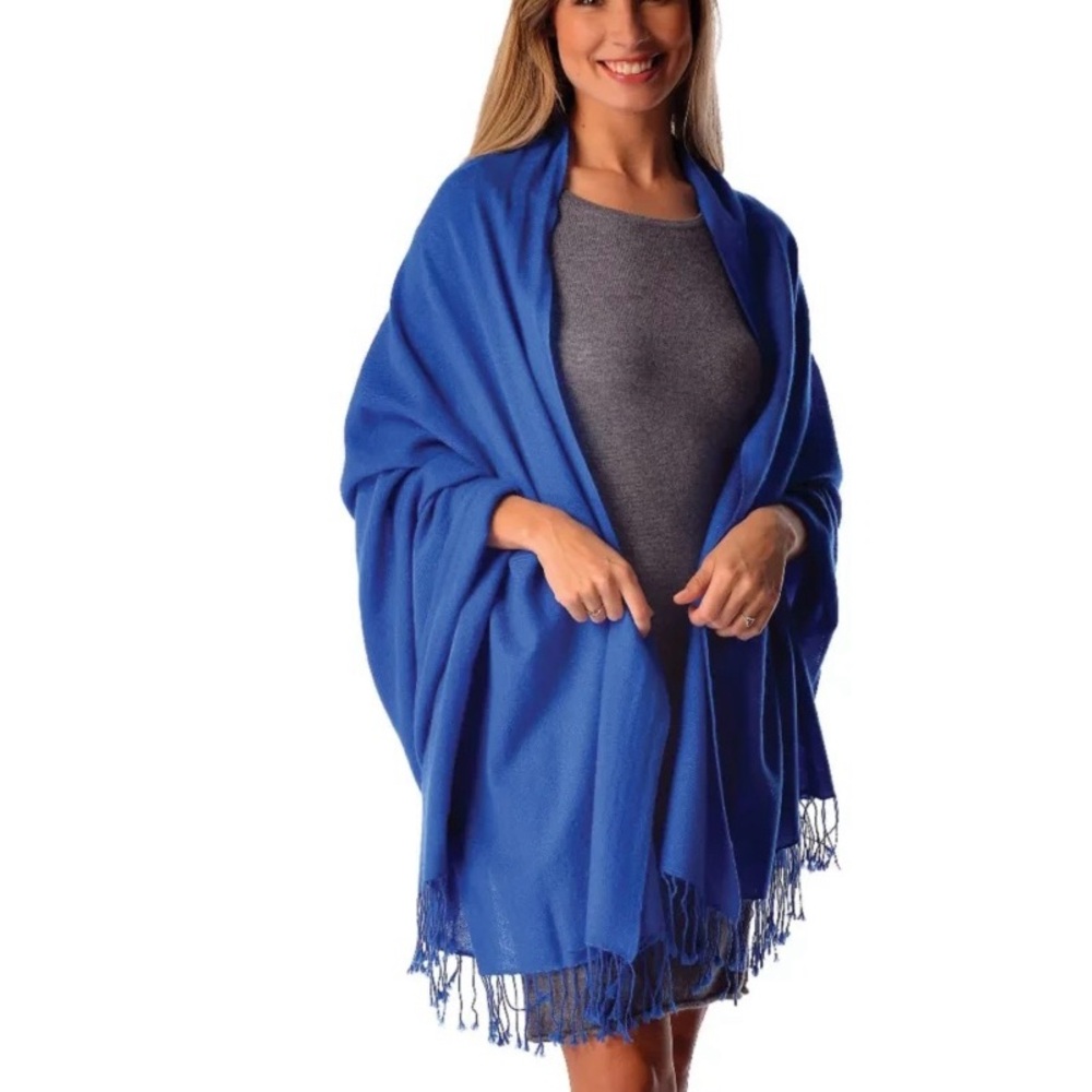 Classic Wrap Shawl Scarf Pashmina Blue Soft - Picture 8 of 8